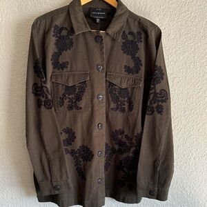 Lucky Brand Dark Olive Appliqué Shirt Jacket - Size M - worn once!
